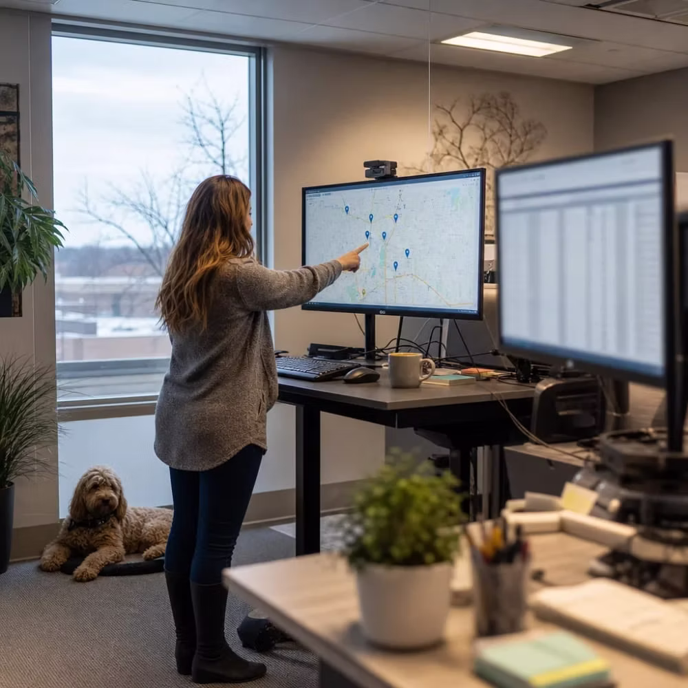 Marketing strategist reviewing a multi-location business on Google Maps